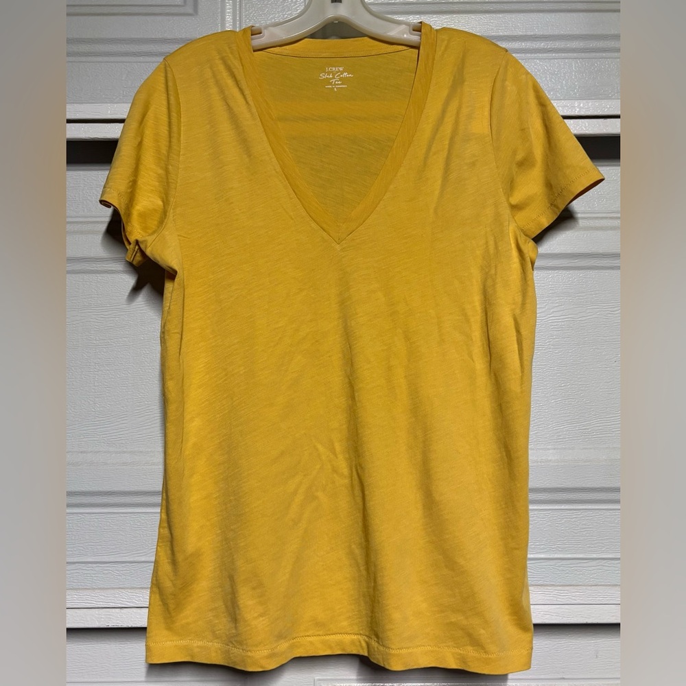 J. Crew Yellow V-Neck Short Sleeve Tee
